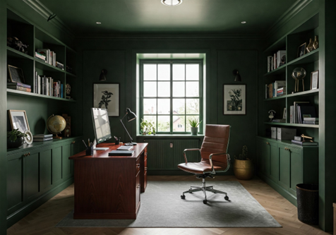Moody Color Drenched Office